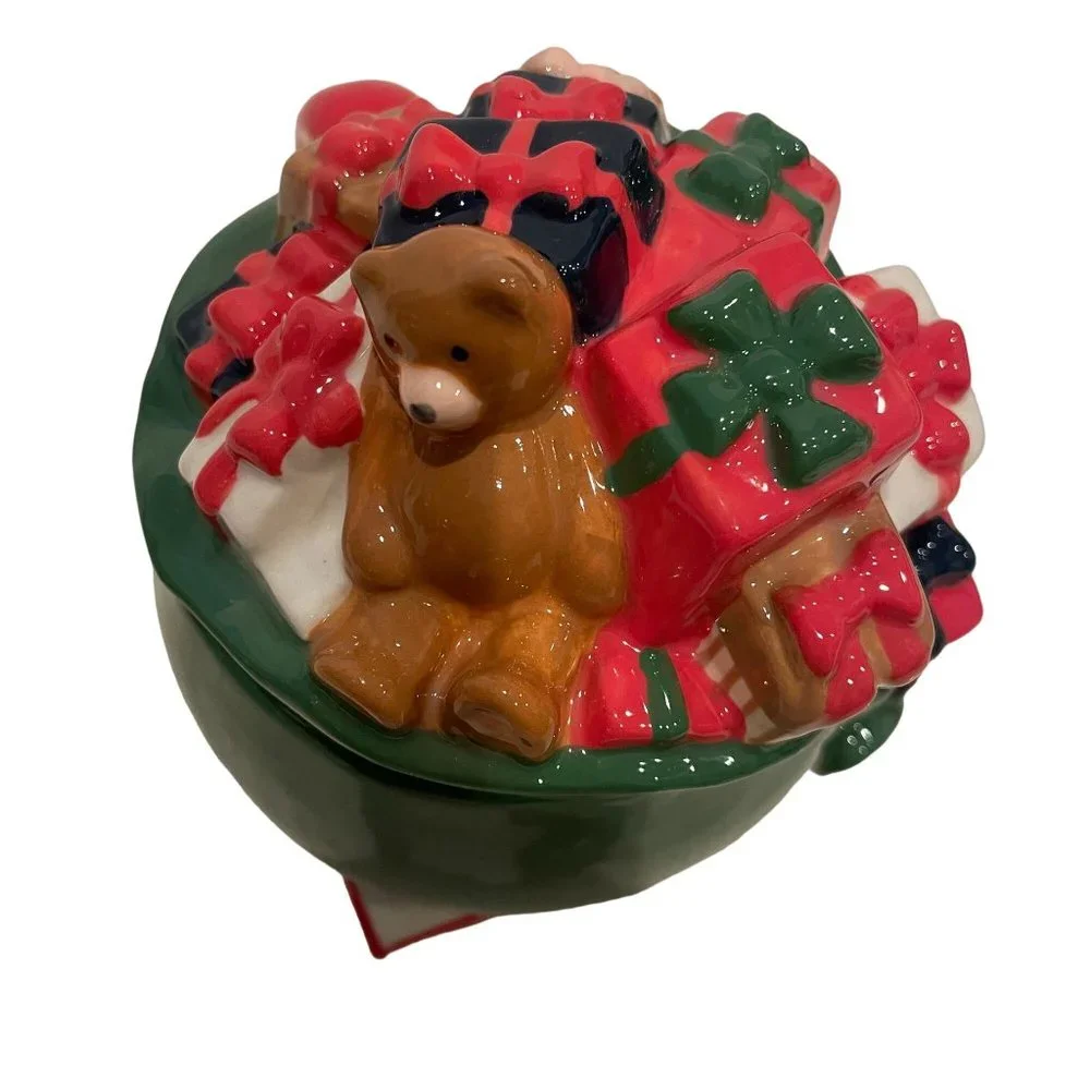West Elm Figural Santa Claus Christmas Presents Lidded Holiday Mug 16 oz